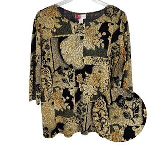 vtg y2k textured Multicolor Floral Blouse 2X whimsigoth fairy grunge witchy boho